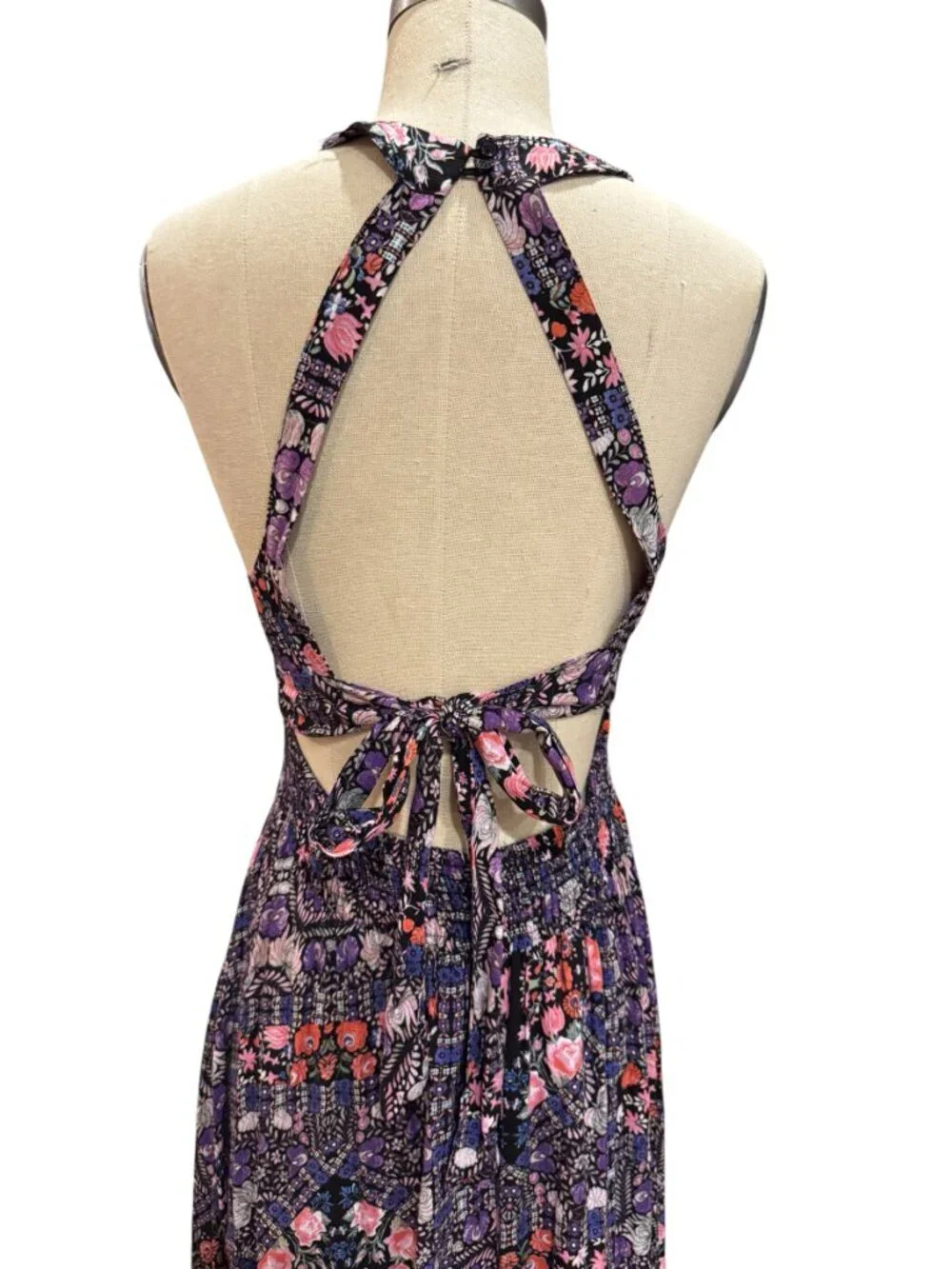 Jaase Endless Summer Boho Halter Maxi Dress Medium Open Back Floral - Picture 8 of 9